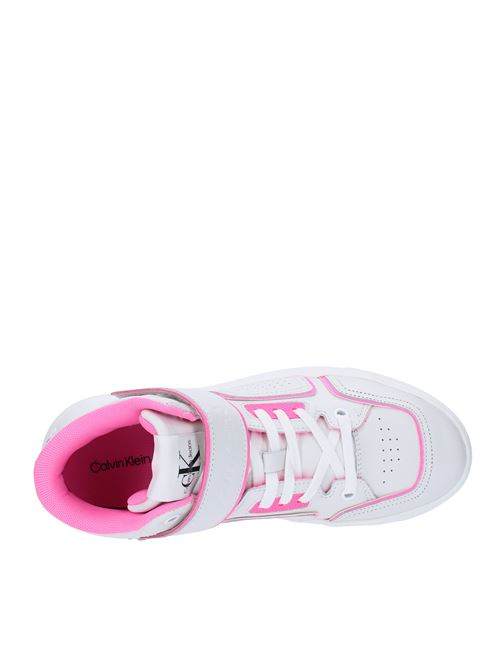 Sneakers alte in pelle CALVIN KLEIN | YW0YW00691BIANCO-ROSA